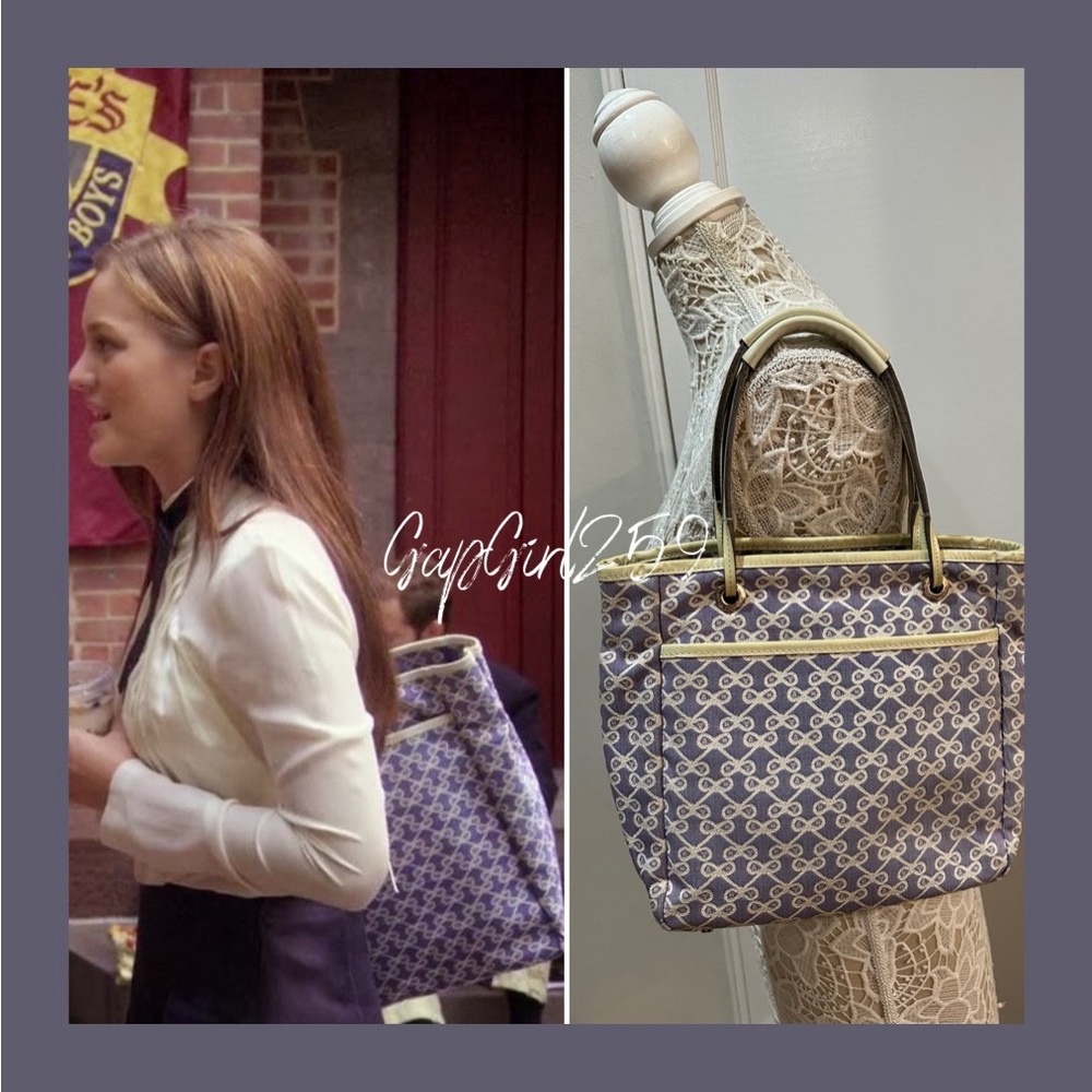 Anya Hindmarch Blue Bow Tote ASO Gossip Girl Blair Waldorf